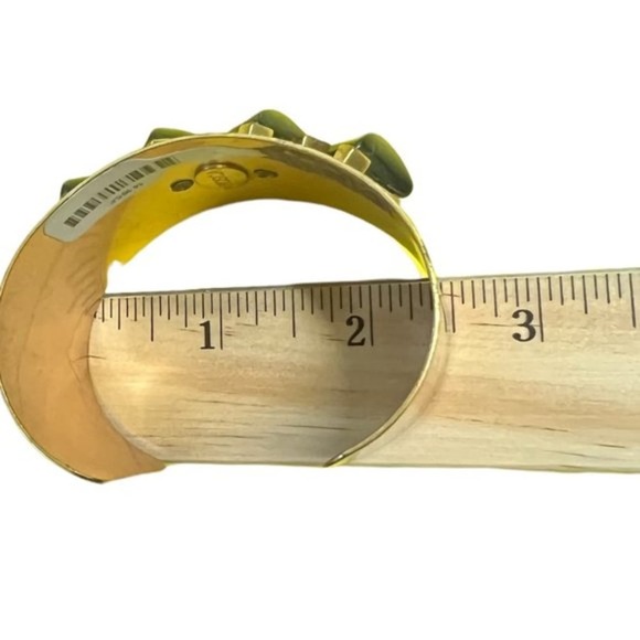 Gerard Yosca Black Howlite Brass Open Cuff Bangle Bracelet Vintage - Picture 5 of 6